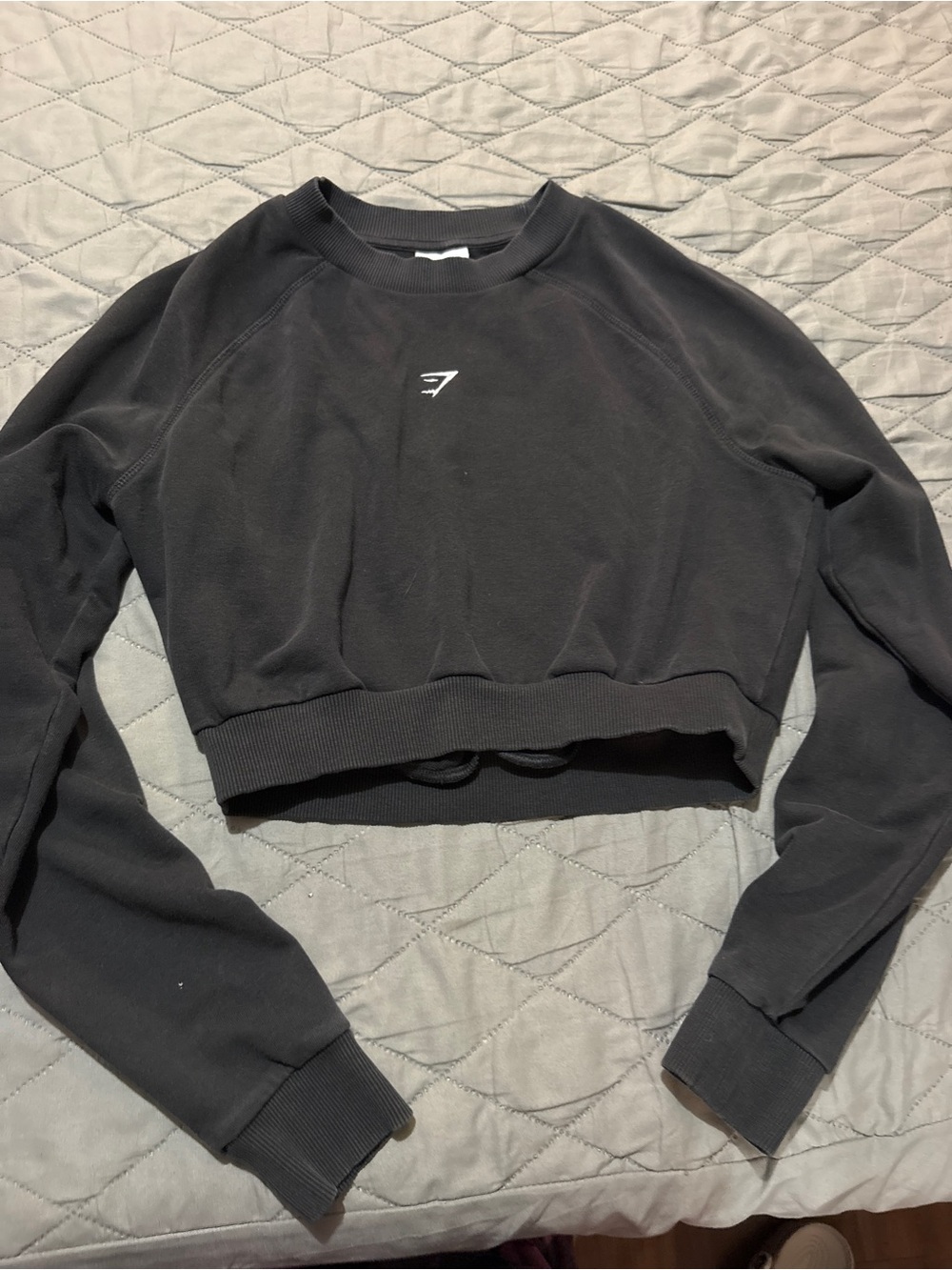 Gymshark Black Cropped Sweatshirt with Small Logo